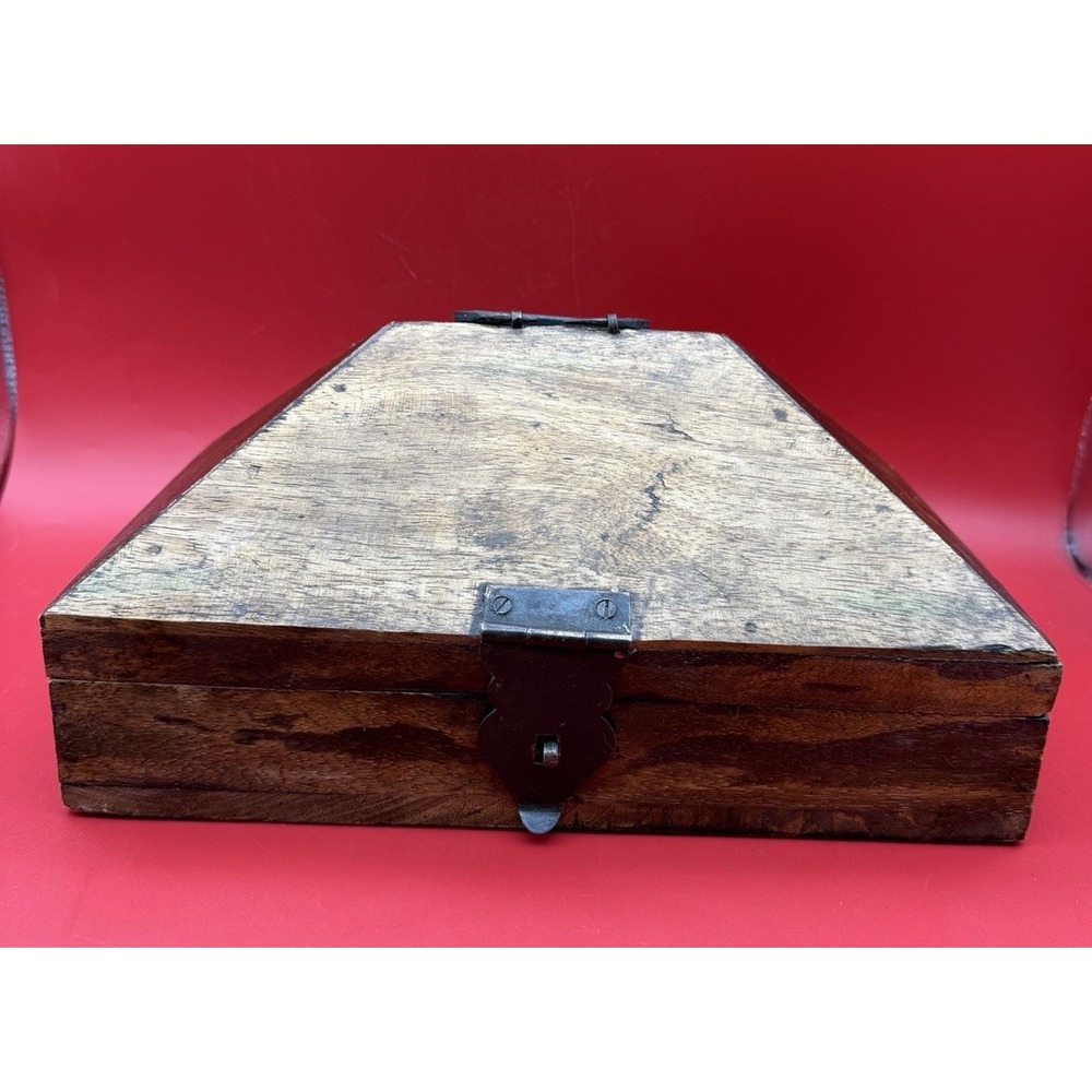 Vintage Indian Kerala Nettur Petti Dowry Box Pyramid Dome Wood Handmade 11"x 5.5